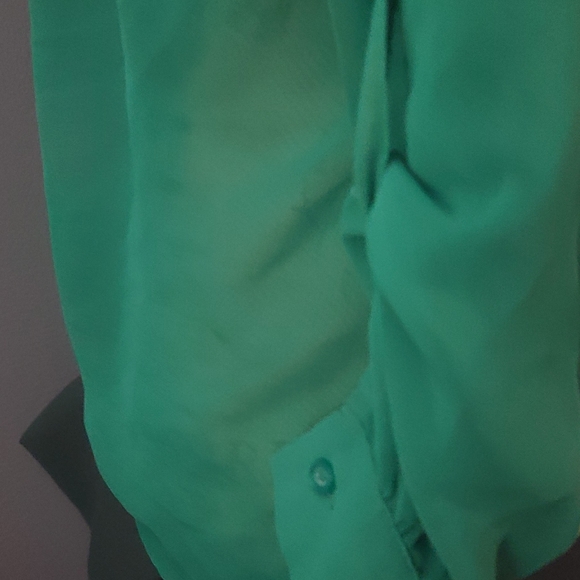 Sheer Emerald Green Blouse see through Brand Mine and Size Small. - Picture 4 of 11